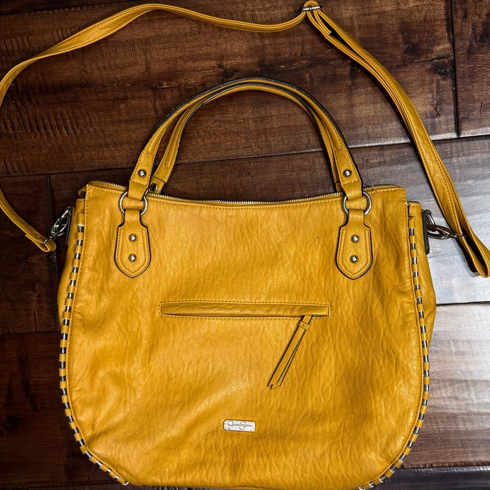 Jessica Simpson Mustard Faux Leather Satchel Bag (purse) (shoulder bag)